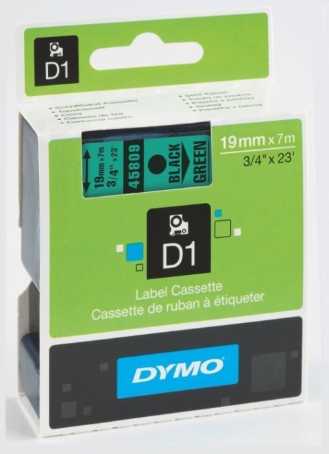 Taśma DYMO D1 - 19 mm x 7 m, czarny / zielony S0720890 do drukarek etykiet Taśma DYMO D1 - 19 mm x 7 m, czarny / zielony S0720890 do drukarek etykiet