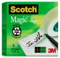 Taśma biurowa SCOTCH_ Magic_ (SM3-12), matowa, z dyspenserem, 19mm, 33m, 3szt., podajnik C-38 czarny GRATIS