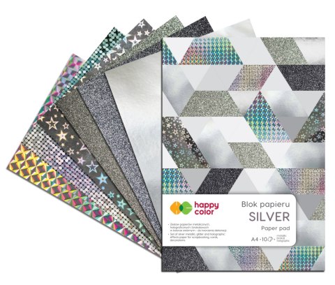 Blok SILVER, A4, 150-230g, 10 ark, Happy Color HA 3820 2030-MS Blok SILVER, A4, 150-230g, 10 ark, Happy Color HA 3820 2030-MS