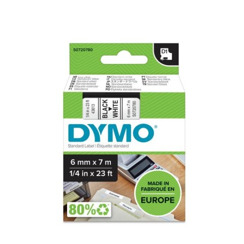 Taśma DYMO D1 - 6 mm x 7 m, czarny / biały S0720780 do drukarek etykiet Taśma DYMO D1 - 6 mm x 7 m, czarny / biały S0720780 do drukarek etykiet