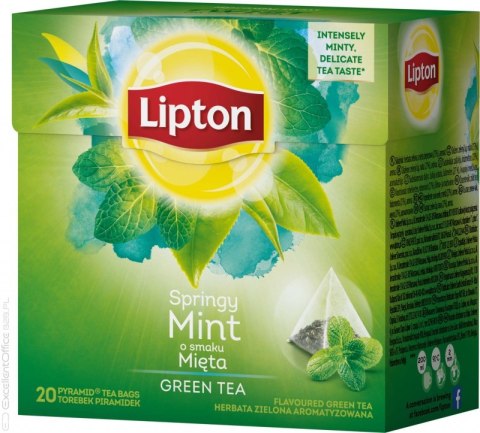 Herbata LIPTON PIRAMID GREEN TEA MIĘTA INTENSE MINT 20t zielona Herbata LIPTON PIRAMID GREEN TEA MIĘTA INTENSE MINT 20t zielona