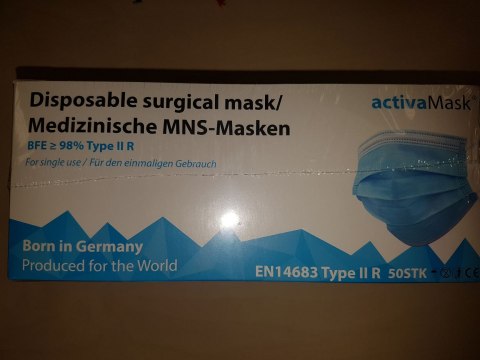 Maseczki medyczne 50szt niebieska TYP II CE BFE>=98% MEDICAL 8%VAT Maseczki medyczne 50szt niebieska TYP II CE BFE>=98% MEDICAL 8%VAT