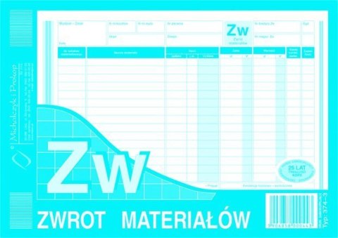374-3 ZW Zwrot materiałów A5 wilokop.MICHALCZYK I PROKOP 374-3 ZW Zwrot materiałów A5 wilokop.MICHALCZYK I PROKOP