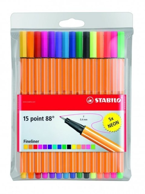 Cienkopis STABILO point 88 komplet 15szt. w tym 5 neonowych 8815-1 Cienkopis STABILO point 88 komplet 15szt. w tym 5 neonowych 8815-1