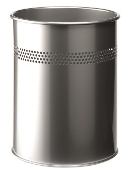 Kosz na śmieci DURABLE metalowy okrągły 15L srebrny 330023