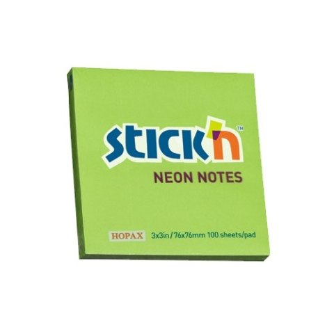 Bloczek STICKN 76x76mm zielony neonowy 100k 21167 STICKN Bloczek STICKN 76x76mm zielony neonowy 100k 21167 STICKN