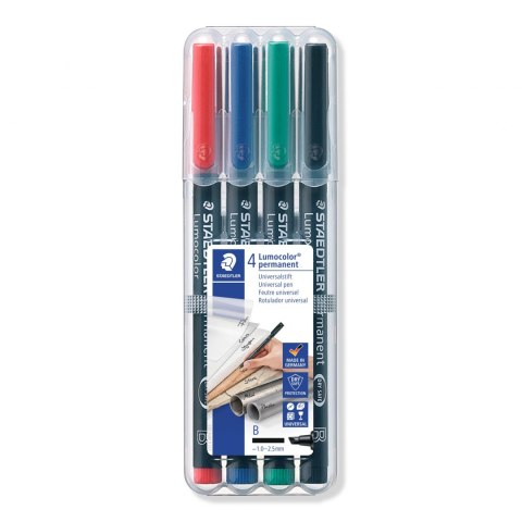 Foliopis Lumocolor, B, wodoodporny, zestaw 4 kol. (2, 3, 5, 9) w etui box, Staedtler S 314 WP4 Foliopis Lumocolor, B, wodoodporny, zestaw 4 kol. (2, 3, 5, 9) w etui box, Staedtler S 314 WP4