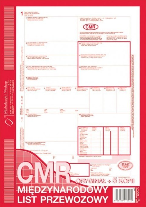 Międynarodowy list przewozowy CMR A4, 84 kartki (1+5) 10-800-3 DOTTS