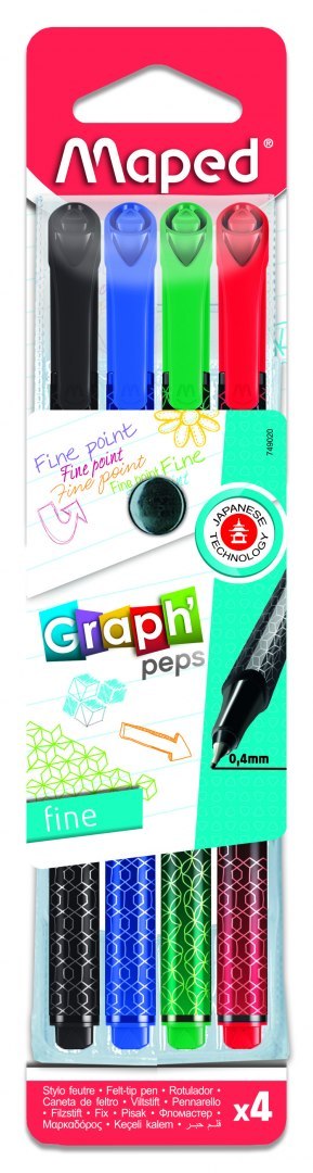 Cienkopis GRAPH PEPS DECO kolory basic 4 szt etui Maped 749020 (X) Cienkopis GRAPH PEPS DECO kolory basic 4 szt etui Maped 749020 (X)