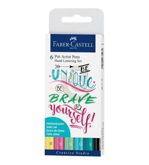 ZESTAW PITT ARTIST PEN HANDLETTERING 6 SZT. W ETUI, ODCIENIE PASTELOWE FABER-CASTELL 267116 FC ZESTAW PITT ARTIST PEN HANDLETTERING 6 SZT. W ETUI, ODCIENIE PASTELOWE FABER-CASTELL 267116 FC