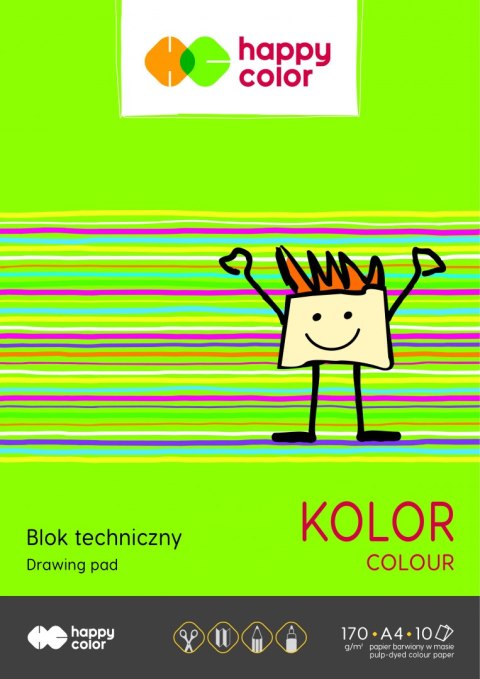 Blok techniczny kolorowy A4, 170g, 10 ark, Happy Color HA 3550 2030-09 Blok techniczny kolorowy A4, 170g, 10 ark, Happy Color HA 3550 2030-09