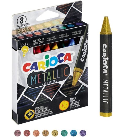 Kredki świecowe CARIOCA metaliczne 8 kolorów (43163) 170-2568 Kredki świecowe CARIOCA metaliczne 8 kolorów (43163) 170-2568