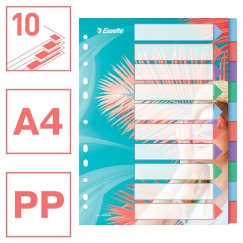 Przekładki Colour Breeze PP A4, 10 przekładek Esselte 628500 Przekładki Colour Breeze PP A4, 10 przekładek Esselte 628500