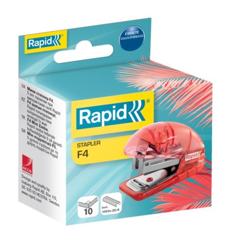 Zszywacz mini Rapid ColourBreeze F4, 10 kartek, 5 lat gwarancji, zielony 5001326 Zszywacz mini Rapid ColourBreeze F4, 10 kartek, 5 lat gwarancji, zielony 5001326