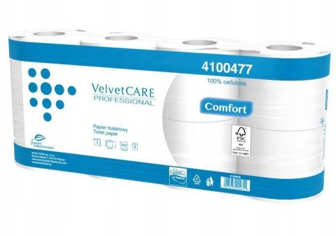 Papier toaletowy celuloza, 2 warstwy, biały, 27,5m - 250 listków (8szt) VELVET PROFESSIONAL Comfort 4100477 Papier toaletowy celuloza, 2 warstwy, biały, 27,5m - 250 listków (8szt) VELVET PROFESSIONAL Comfort 4100477