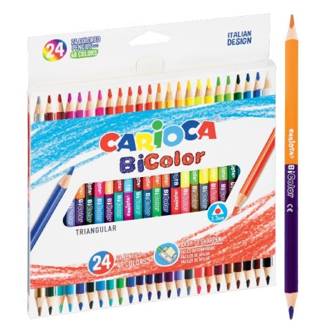 Kredki ołówkowe trójkątne CARIOCA BiColor 24 szt. / 48 kol. (43031) 160-2215 Kredki ołówkowe trójkątne CARIOCA BiColor 24 szt. / 48 kol. (43031) 160-2215
