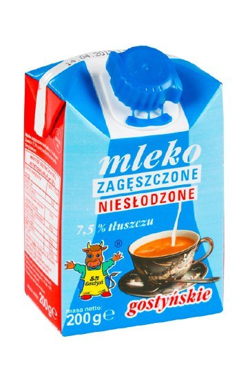 Mleko GOSTYŃ 7,5% zagęszczone niesłodzone 200g Mleko GOSTYŃ 7,5% zagęszczone niesłodzone 200g