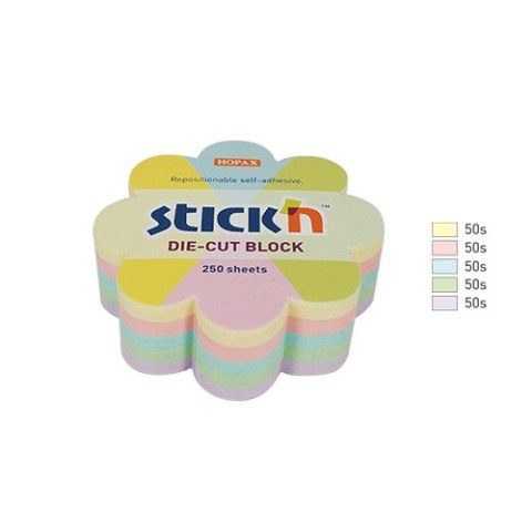 Notes kwiatek, 67x67mm, mix 5 kol. pastelowych, 250kart. Stickn 21832 Notes kwiatek, 67x67mm, mix 5 kol. pastelowych, 250kart. Stickn 21832