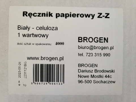 Ręcznik papierowy ZZ celuloza 1W 4000 listków Ręcznik papierowy ZZ celuloza 1W 4000 listków