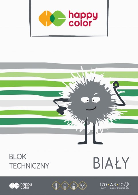 Blok techniczny biały A3, 170g, 10 ark, Happy Color HA 3550 3040-0 Blok techniczny biały A3, 170g, 10 ark, Happy Color HA 3550 3040-0