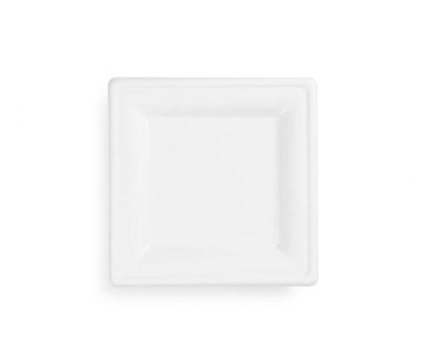 Talerz z trzciny cukrowej, kwadratowy 20x20cm, biały, op. 50 szt. 100% biodegradowalny 84586 Talerz z trzciny cukrowej, kwadratowy 20x20cm, biały, op. 50 szt. 100% biodegradowalny 84586